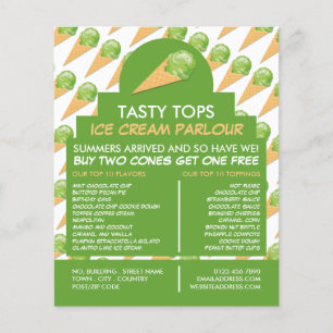 Ice Cream Cones, Ice Cream Parlour Advertising Flyer