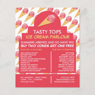 Ice Cream Cones, Ice Cream Parlour Advertising Flyer