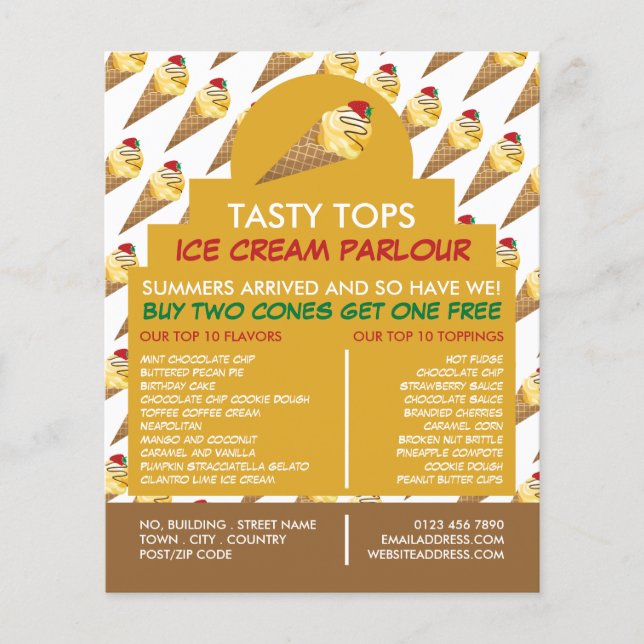 Ice Cream Cones, Ice Cream Parlour Advertising Flyer (Front)