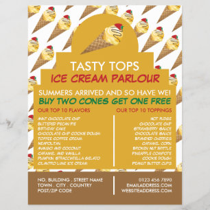 Ice Cream Cones, Ice Cream Parlour Advertising Flyer