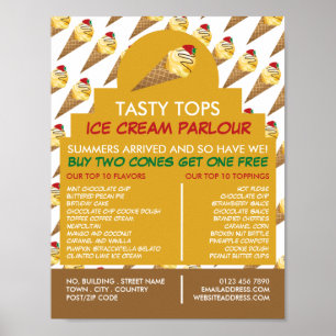 Ice Cream Cones, Ice Cream Parlour Advertising Poster