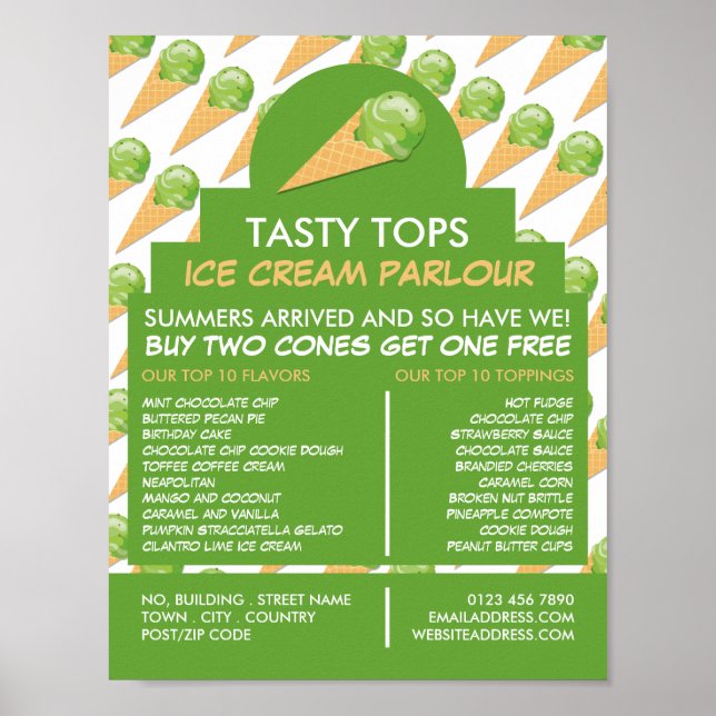 Ice Cream Cones, Ice Cream Parlour Advertising Poster (Front)