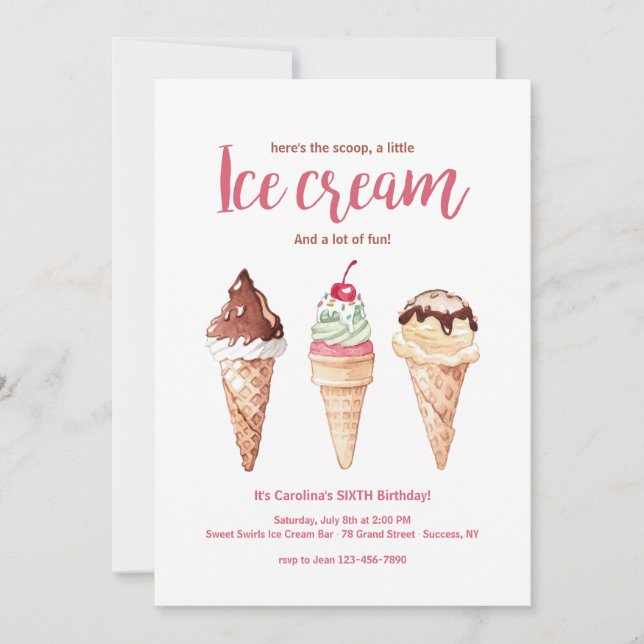 Ice Cream Cones Invitation (Front)