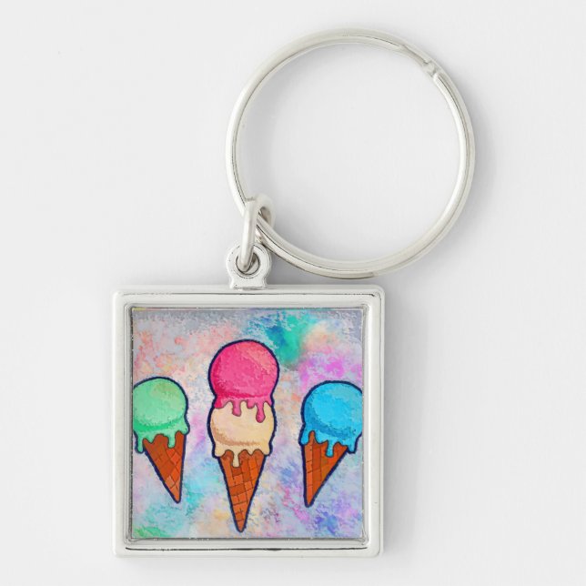 Ice Cream Cones Keychain (Front)