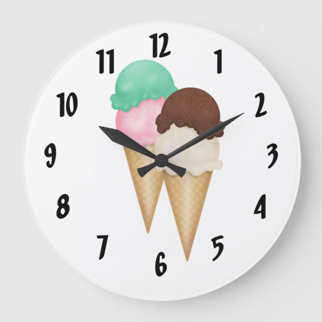 Ice Cream Cones Large Clock (Front)