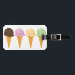 Ice Cream Cones Luggage Tag<br><div class="desc">Fun Ice Cream Cones for summer in four flavours - vanilla, strawberry, Chocolate and Mint - they look almost good enough to eat and without the calories. YUM</div>