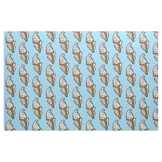 Ice Cream Cones on a Light Blue Background Fabric (Fat Quarter)