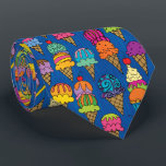 Ice Cream Cones on Blue Tie<br><div class="desc">The colourful pattern of ice cream cones on this fun tie includes scoops of strawberry, vanilla, lime, blueberry, orange, and more, on a blue background. Sweet!</div>