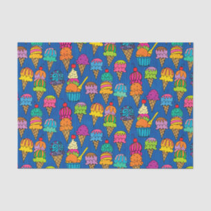 Ice Cream Cones on Blue Tissue Paper