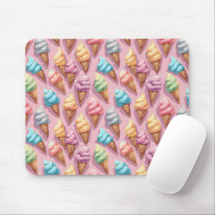 Ice Cream Cones On Pink Mouse Mat