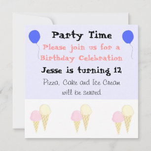 Ice Cream Cones Party Invitations