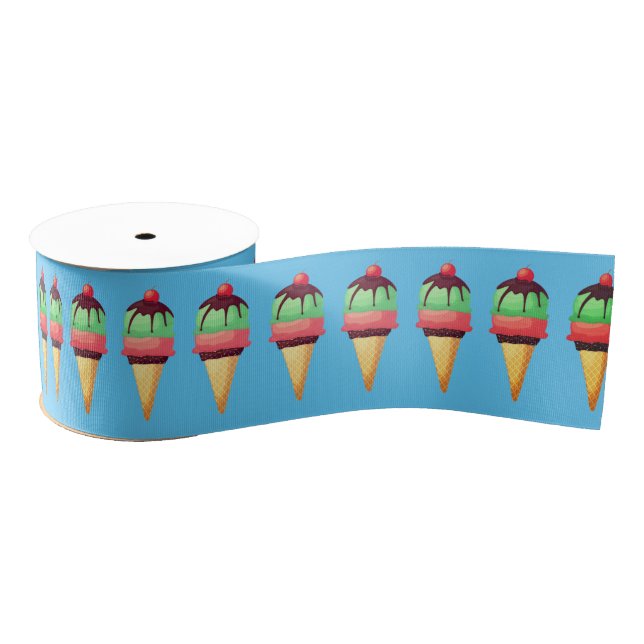 Ice Cream Cones Pattern  Grosgrain Ribbon (Spool)