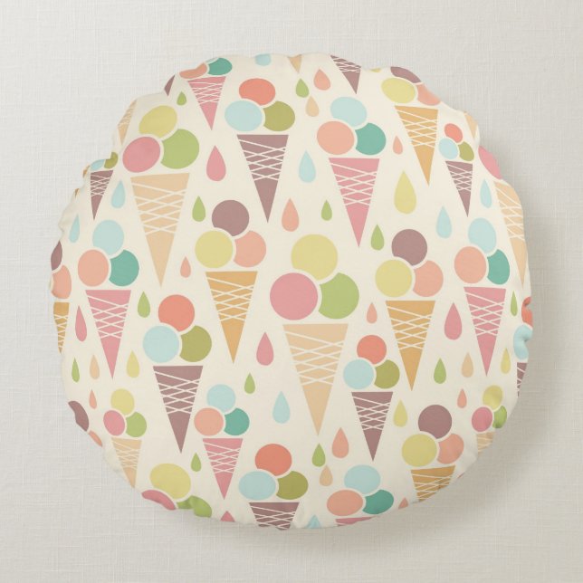 Ice cream cones pattern round cushion (Front)