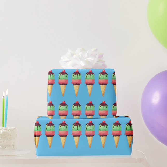 Ice Cream Cones Pattern Wrapping Paper (Party Gifts)