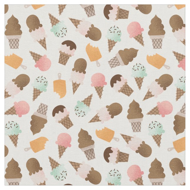 Ice Cream Cones Patterned Fabric (Close Up)