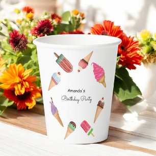 Ice Cream Cones Popsicles Party Paper Cups