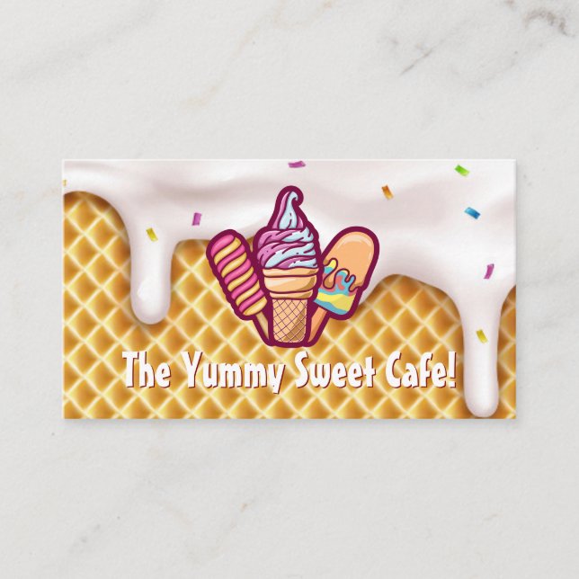 Ice Cream Cones | Sprinkles Icing Drips Business Card (Front)