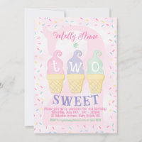 Ice Cream Cones Sprinkles Pastel Pink 2nd Birthday