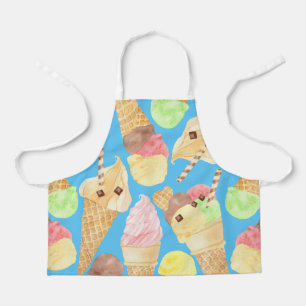 Ice cream cones summer candy toppings wafer blue apron