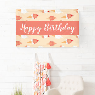 Ice Cream Cones With Sprinkles Birthday Peach Banner
