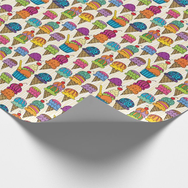 Ice Cream Cones Wrapping Paper (Corner)