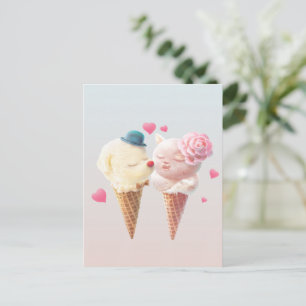 Ice Cream Couple – Love at First Lick Announcement Postcard