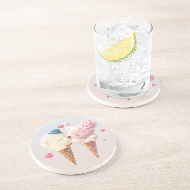 Ice Cream Couple – Love at First Lick Coaster (Side)