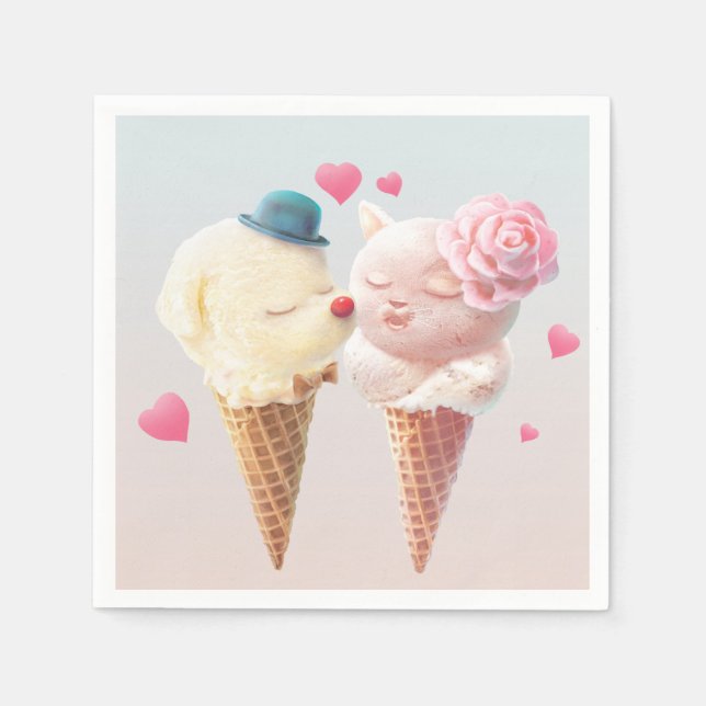 Ice Cream Couple – Love at First Lick Napkin (Front)