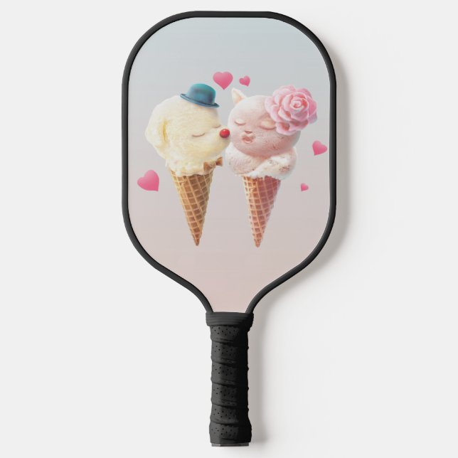 Ice Cream Couple – Love at First Lick Pickleball Paddle (Front)