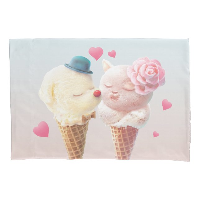 Ice Cream Couple – Love at First Lick Pillowcase (Front)