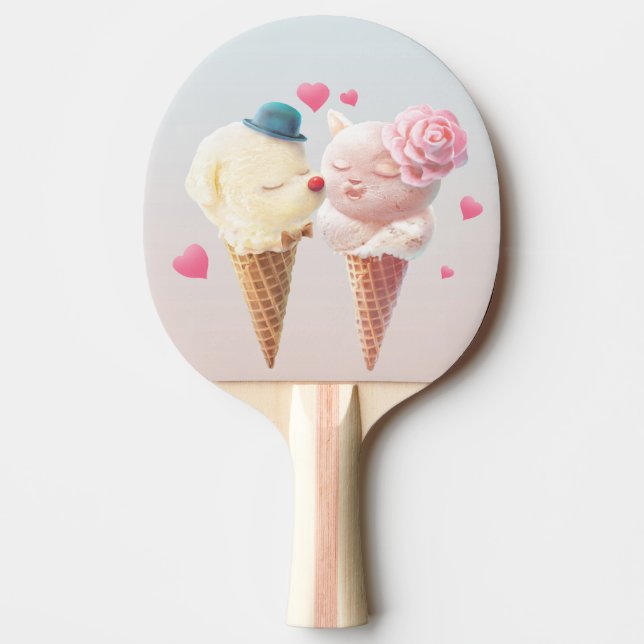 Ice Cream Couple – Love at First Lick Ping Pong Paddle (Front)