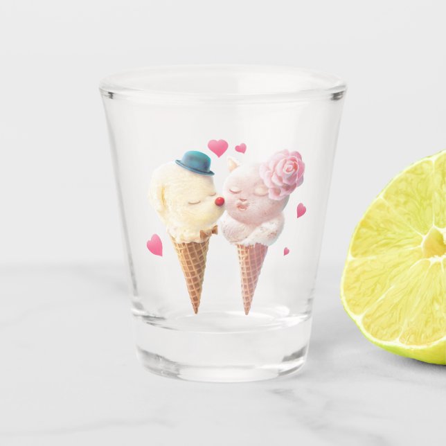 Ice Cream Couple – Love at First Lick Shot Glass (Front)