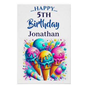ice cream cute birthday poster
