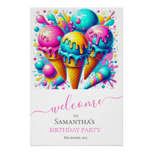 Ice Cream Cute Birthday Poster