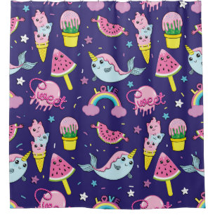 Ice Cream: Cute Seamless Shower Curtain