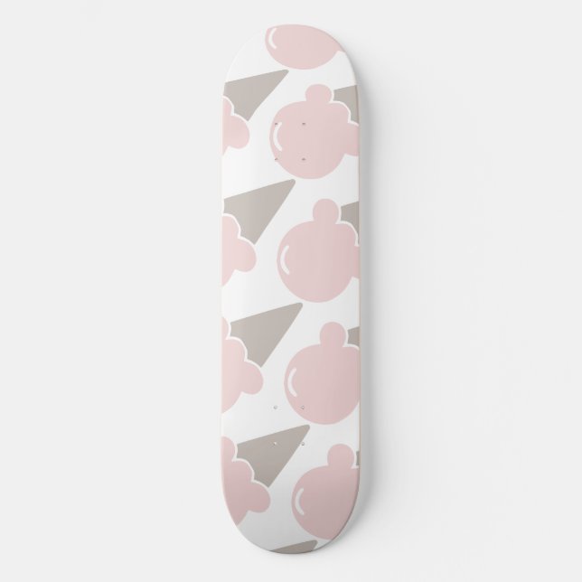 Ice Cream Cute Strawberry pink towel Skateboard (Front)