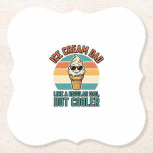Ice Cream Dad Vintage Funny Cooler Dad Shirt Desig Paper Coaster