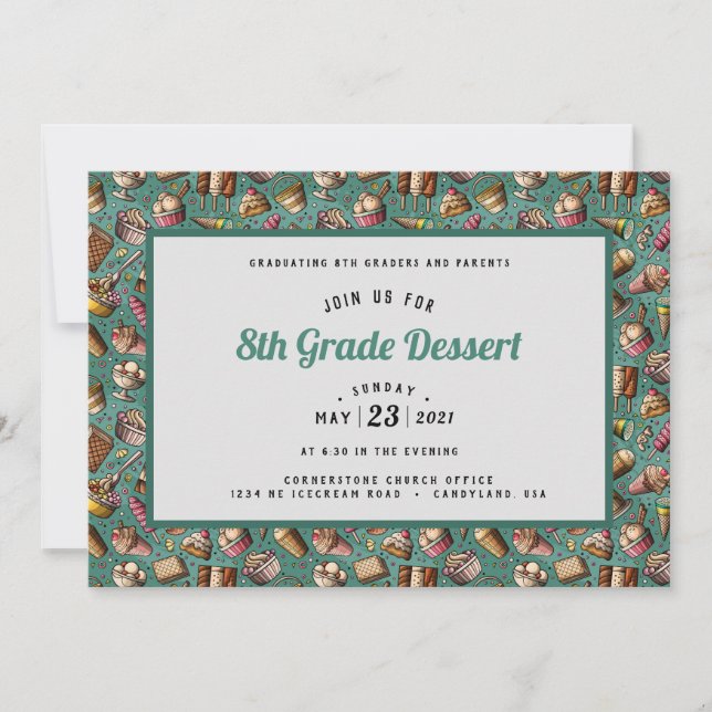 Ice Cream Doodle Graduation Invitation (Front)