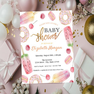  Ice cream,Doughnuts Sweets Baby Shower Invitation