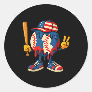 Ice Cream Drip Baseball Boys Back To School Youth Classic Round Sticker