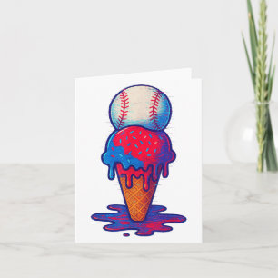 Ice Cream Drip Baseball Sport Distressed Glitch Fo Card