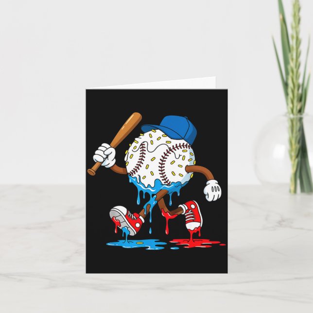 Ice Cream Drip Baseball Sts Baseball Lifestyle Boy Card (Front)