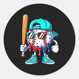 Ice Cream Drip Baseball Sts Baseball Lifestyle Boy Classic Round Sticker