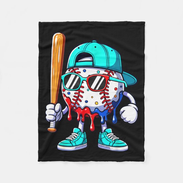 Ice Cream Drip Baseball Sts Baseball Lifestyle Boy Fleece Blanket (Front)