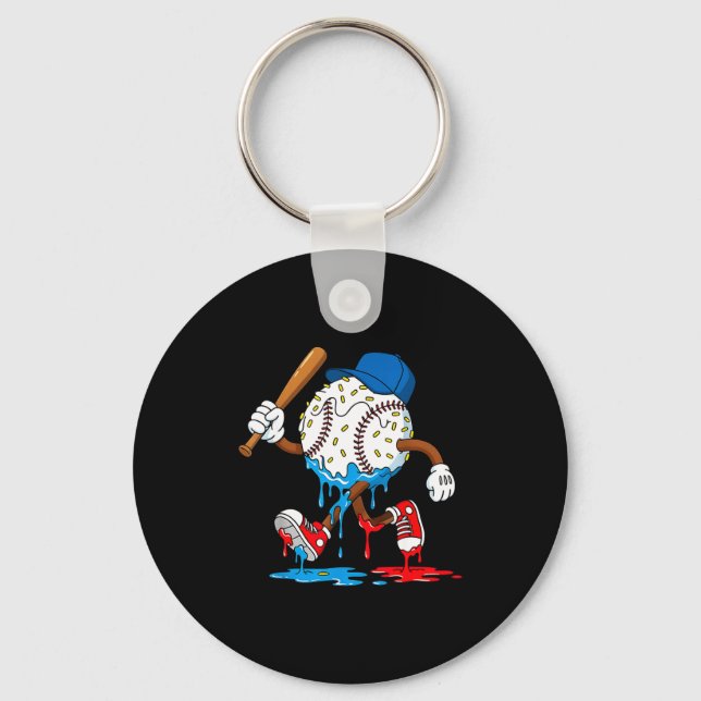 Ice Cream Drip Baseball Sts Baseball Lifestyle Boy Key Ring (Front)