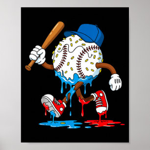 Ice Cream Drip Baseball Sts Baseball Lifestyle Boy Poster