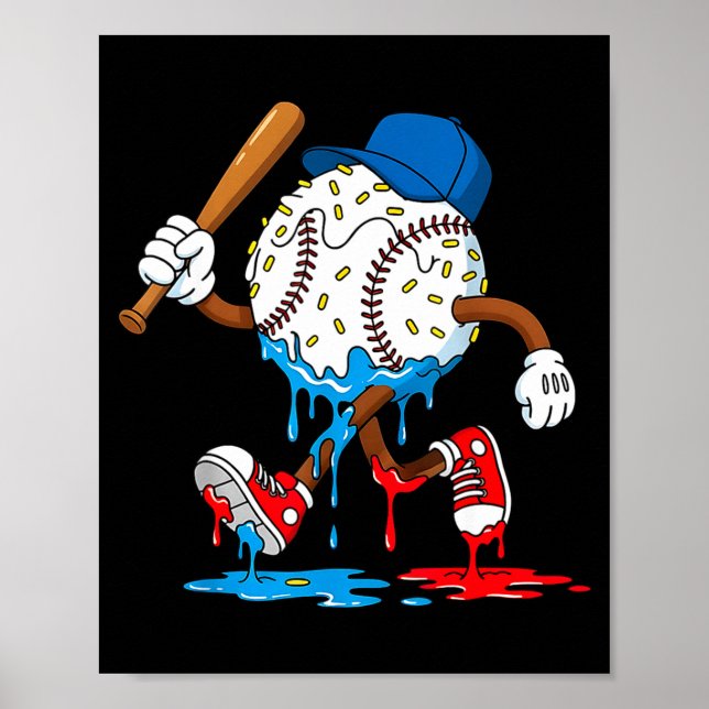 Ice Cream Drip Baseball Sts Baseball Lifestyle Boy Poster (Front)