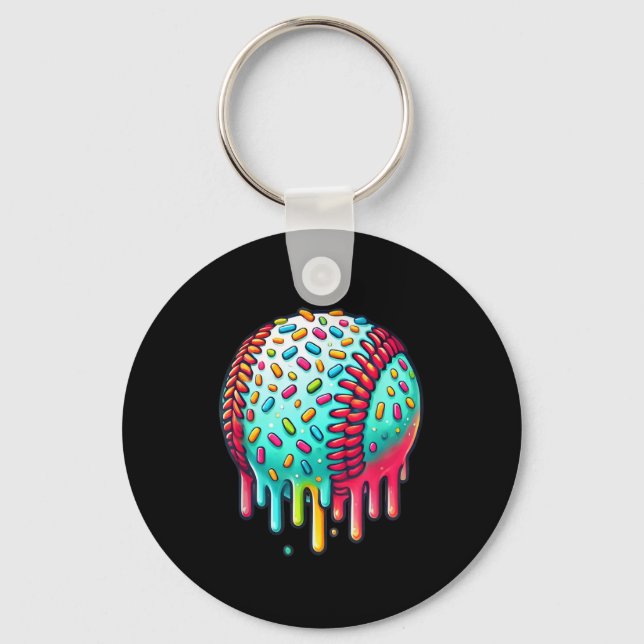Ice Cream Drip Baseball Stuff Baseball Drip For Bo Key Ring (Front)