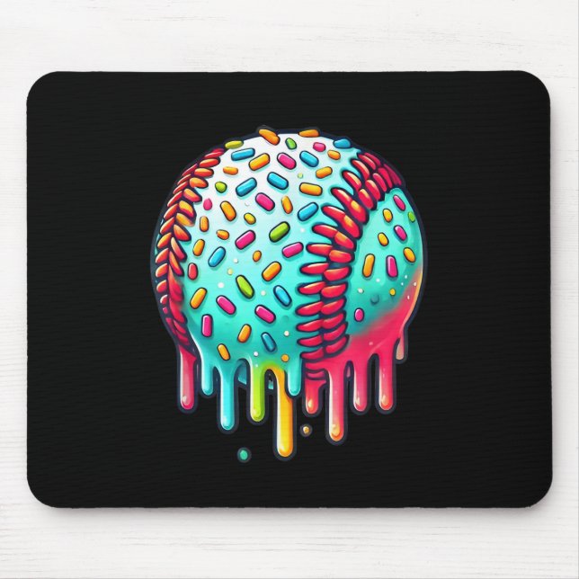 Ice Cream Drip Baseball Stuff Baseball Drip For Bo Mouse Mat (Front)