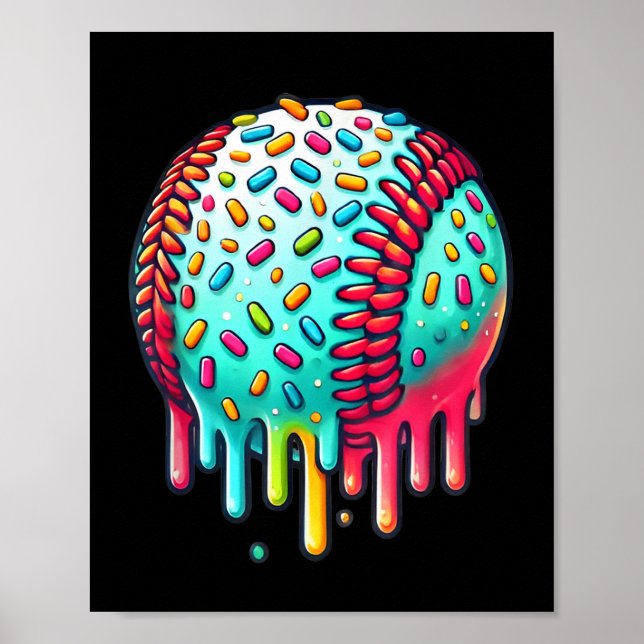 Ice Cream Drip Baseball Stuff Baseball Drip For Bo Poster (Front)